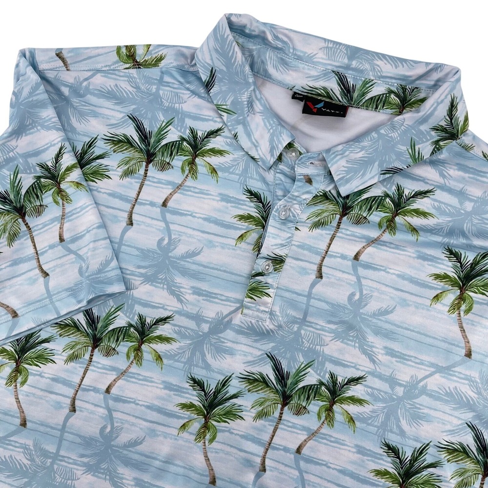 Yatta‎ Golf Polo Shirt Palm Tree Print Short Sleeve 3XL